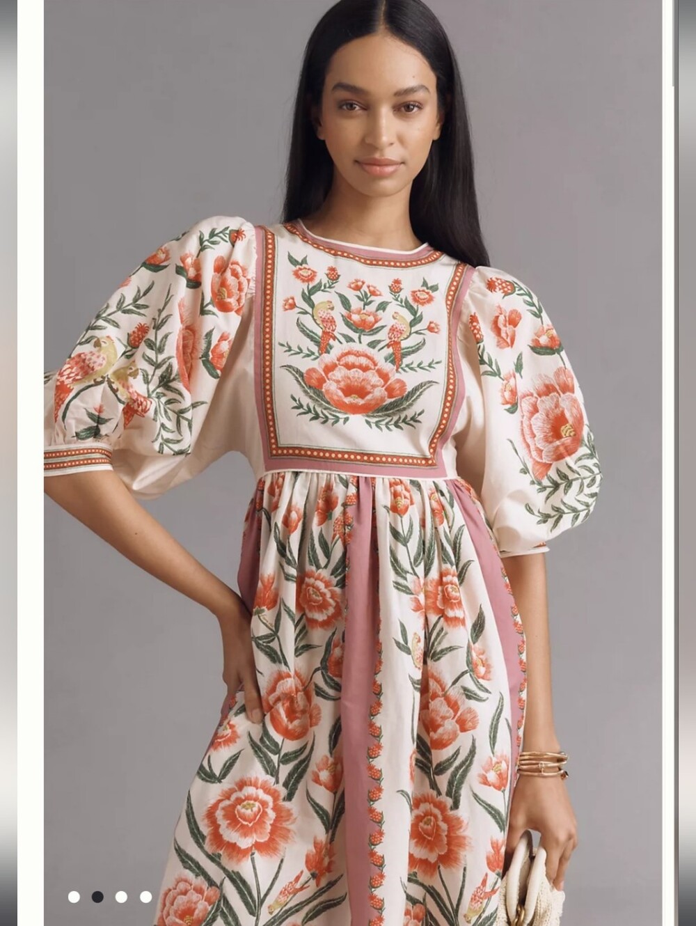 FARM Rio Puff-Sleeve Floral print Midi Dress - Picture 2 of 8